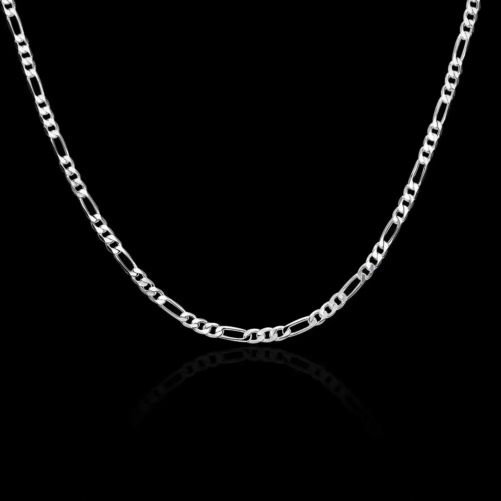 925 ювелирных изделий посеребренное ожерелье и кулон, модные ювелирные аксессуары, мужские 4 мм 1"-30" три серебряных цепи