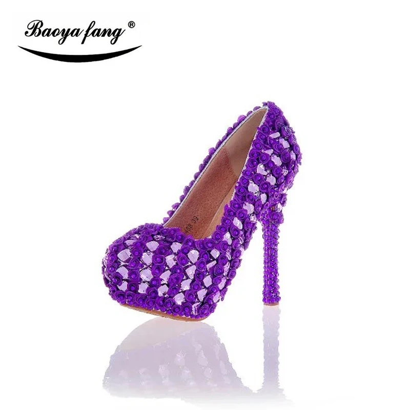 purple flower heels