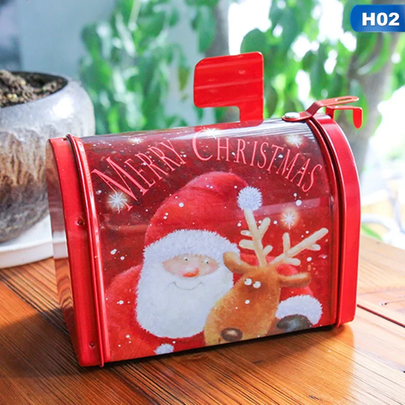 Рождество Санта Клаус Снеговик Оловянная коробка закупориваемая банка упаковочные коробки почтовый ящик Форма рождественские конфеты подарочная коробка детский подарок праздничный - Цвет: H02