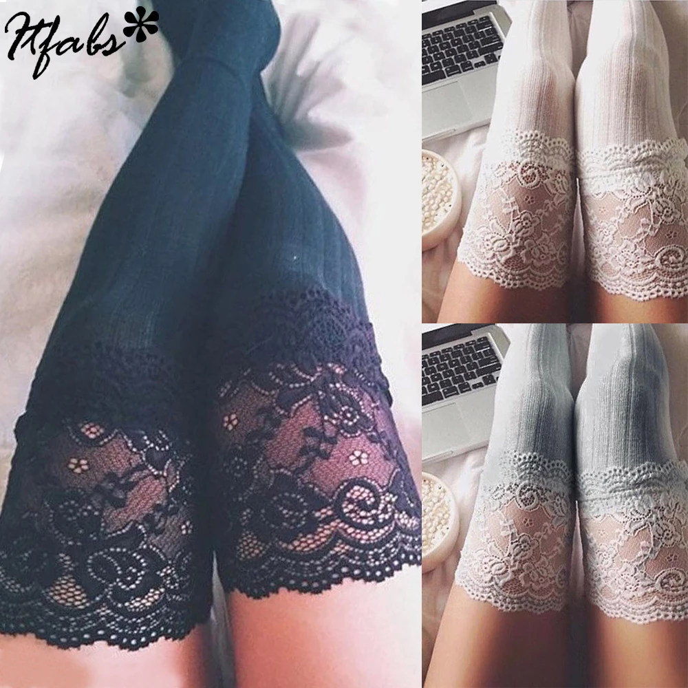 Brand New Women Winter Cable Knit Over Knee Long Boot Thigh-High Warm Stockings Lace Leggings