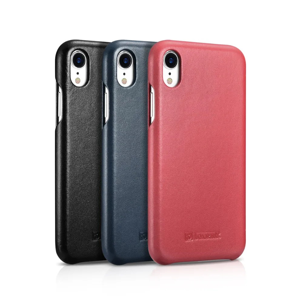 2019 Icarer Luxury Genuine Leather Cover For iPhone Xr Grain Leather