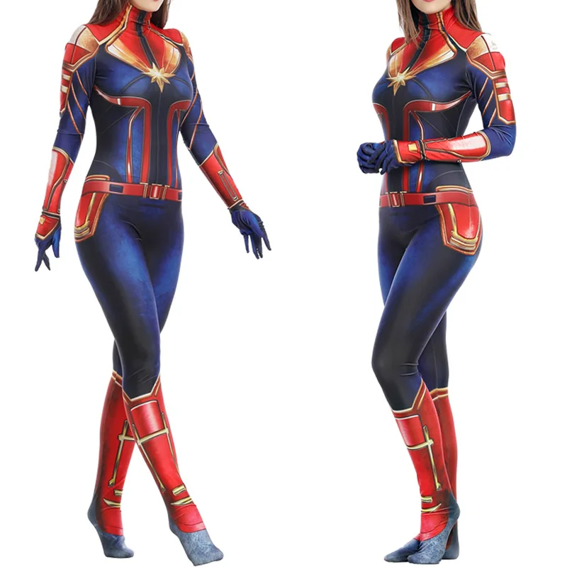 

Movie Anime Captain Marvel Carol Danvers Avengers Cosplay Costume Superhero Zentai Halloween Carnival Party For Adult Women