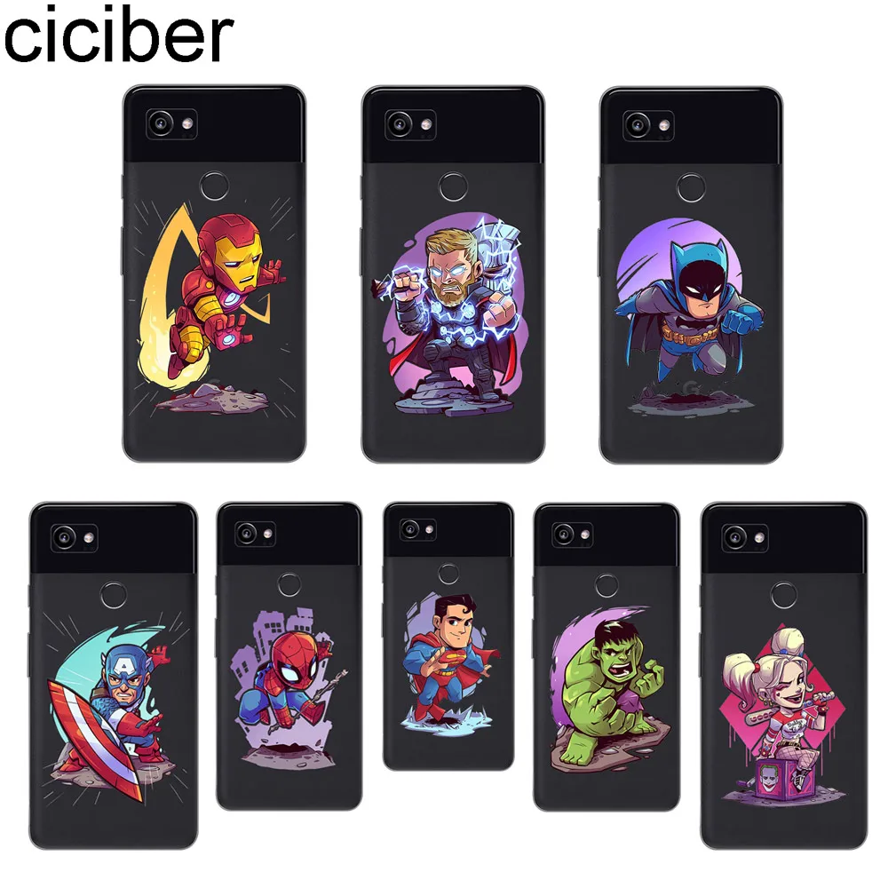 

ciciber Marvel DC Hero Batman Coque for Google Pixel 3 2 XL Soft TPU Silicone Back Cover Phone Cases For Pixel 3XL 2XL Fundas