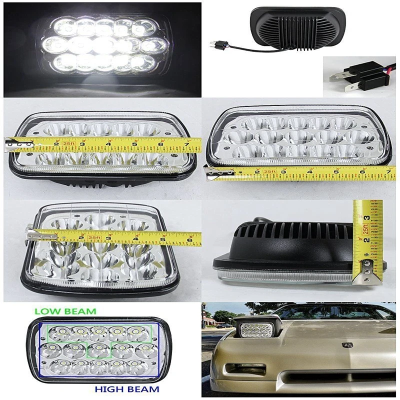 

E9 Mark 7x5 inch 7" x 5" LED Driving Light High low beams With Halo in one 45W LED Work Light Headlight For Jeep Truck Headlight