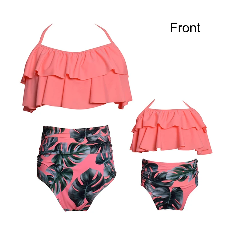 

Parent-child Printing High Waist Swimsuit Ruffle Bikini Set for Mother Daughter 998