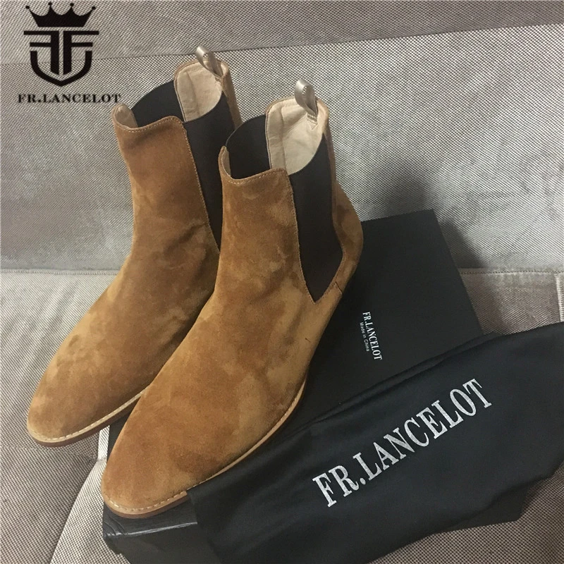 High End Cow Men's Suede Luxury Chelsea Boots Hot Street West Quality Slip On Genuine Leather Denim Boots|boot west|boots bootsboots men - AliExpress