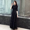 wei yin 2022 New Evening Dresses The Bride Elegant Banquet Black Half Sleeves Lace Floor-length Long Prom Party Gowns WY1342 ► Photo 3/5