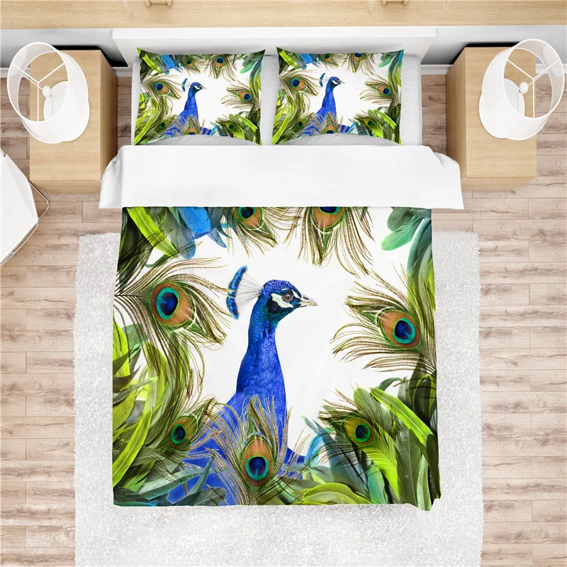 3d Print Bedding Set Peacock Feather Friends Presents Duvet Cover