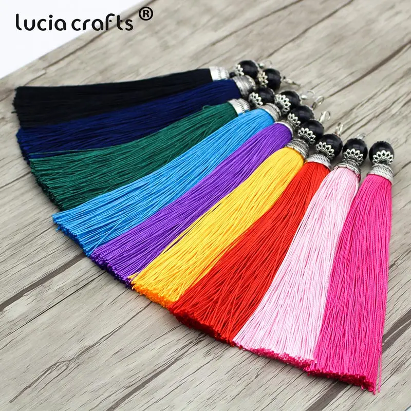 SALE 2pcs Length 15cm Silk Tassel Acrylic Beads Cap Charm for Bags