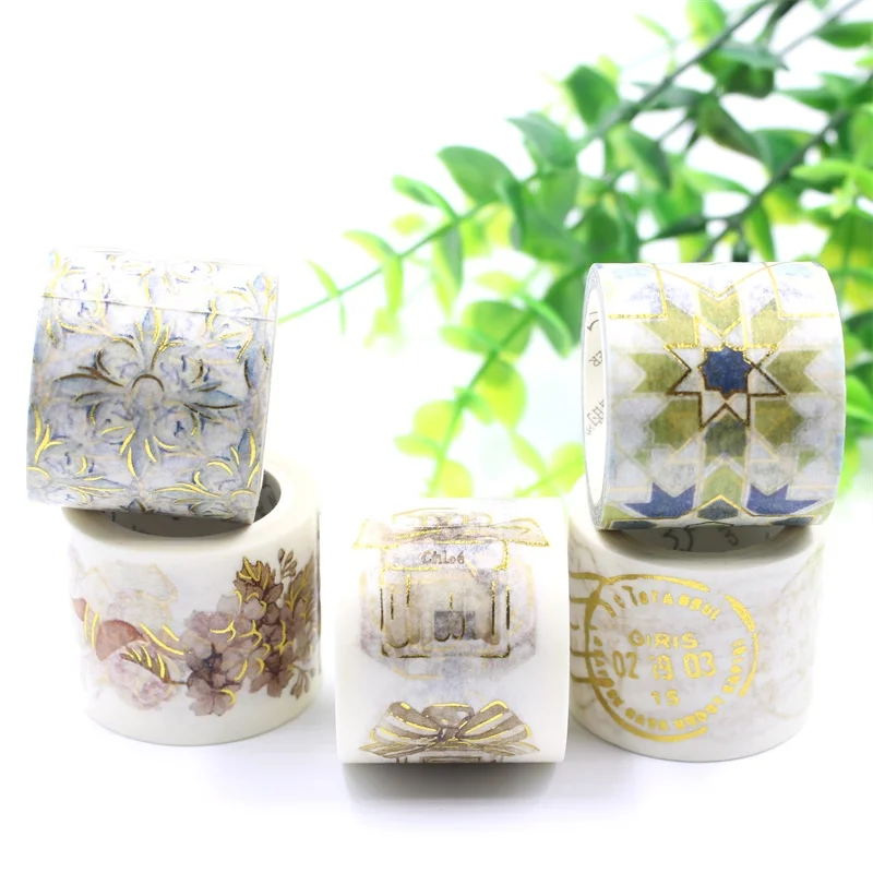 Ksccraft 30 мм* 5 м клейкая лента для скрапбукинга DIY Craft Sticky Deco маскирующая Японская Бумага васи лента Ретро Золотая фольга