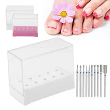 10 отверстий для ногтей дрель Дисплей Стенд дизайн ногтей Органайзер коробка для хранения