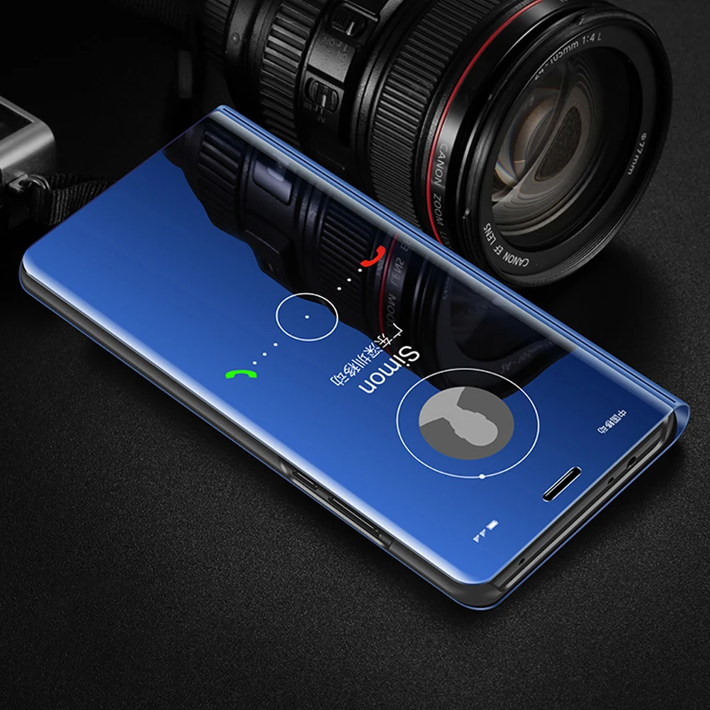 

GerTong Luxury Leather Flip Mirror Flip Case For Huawei Mate 10 Lite P10 Lite Plus P8 P9 Lite 2017 Phone Case For Honor 9 8 Lite