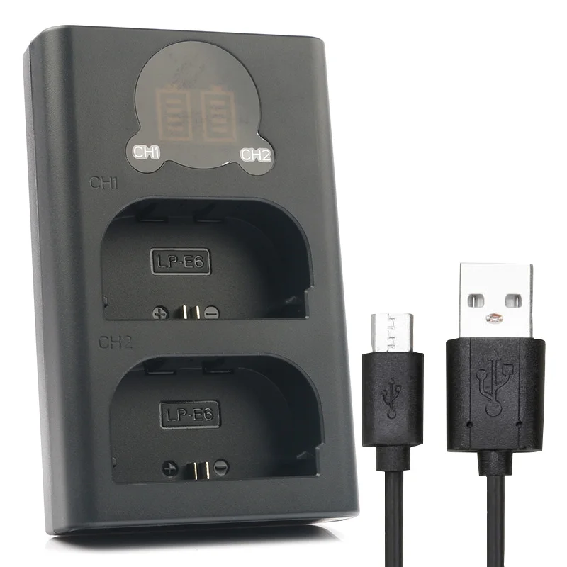 Двойное зарядное светодиодный USB со светодиодной подсветкой совместимое с CANON EOS