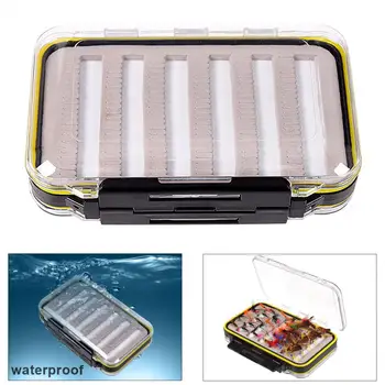 

15x10x4.65cm Transparent Double-sided Waterproof Fly Fishing Box with Slit Foam Fishing Lure Hook Bait Fishing Tackle Box