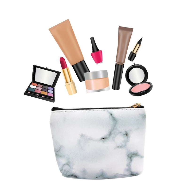 

Hot Sell Pencil Pen Case Cosmetic Makeup Storage Bag Marble Pattern Purse Zipper Pouch Make Up Brushes Holder Pincel Maquiagem