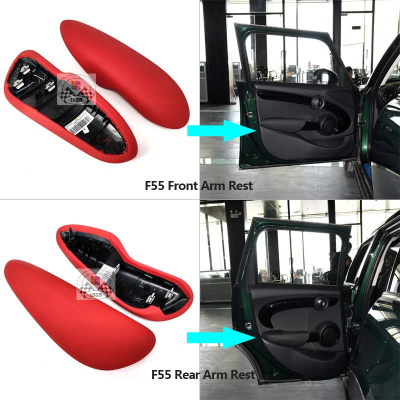 

Brand New Replacement Door Arm Rest Set JCW Red Style For Mini Cooper F55 5 Door Only