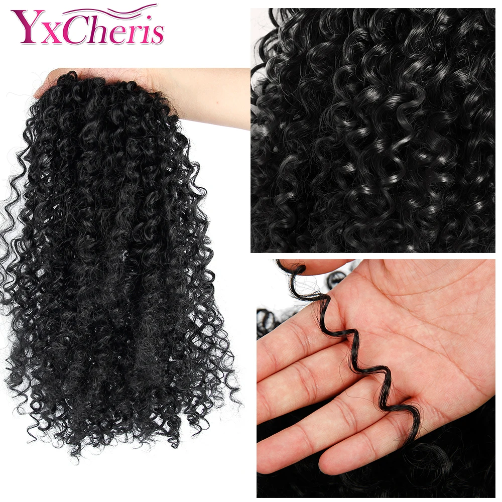 Drawstring Puff Kinky Curly Ponytail Short Wrap Synthetic Hair Bun Afro Ponytail Extensions and Hair Pieces