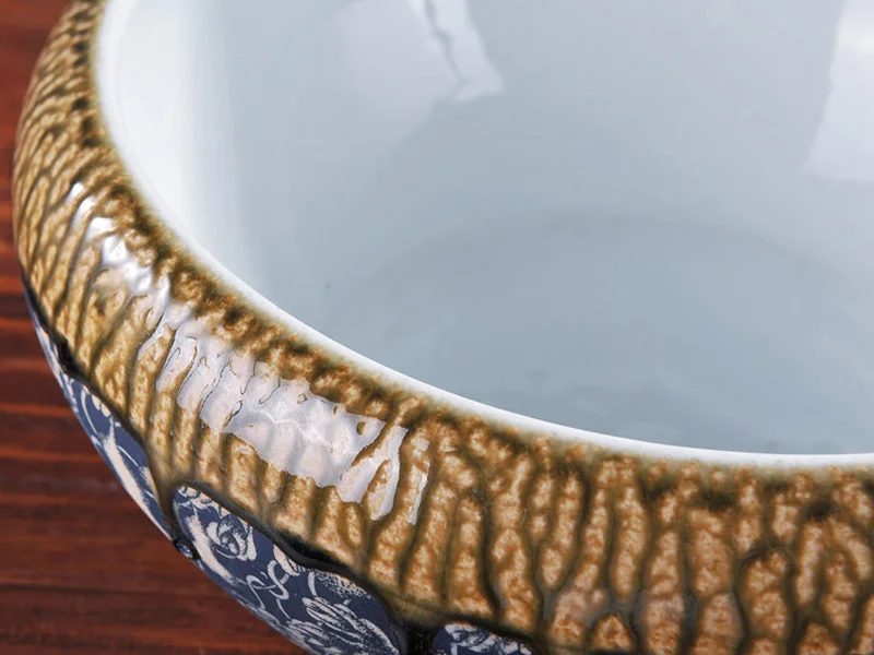 Керамический фарфоровый цветок/рыба детская чаша с цветочным узором протекающая глазурованная для традиционного китайского Syle украшения дома