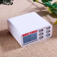 6A с ЖК-цифровым дисплеем, 6 портов, USB зарядное устройство, быстрая зарядка, умная зарядная станция, адаптер для смартфона, планшета, ПК, O3