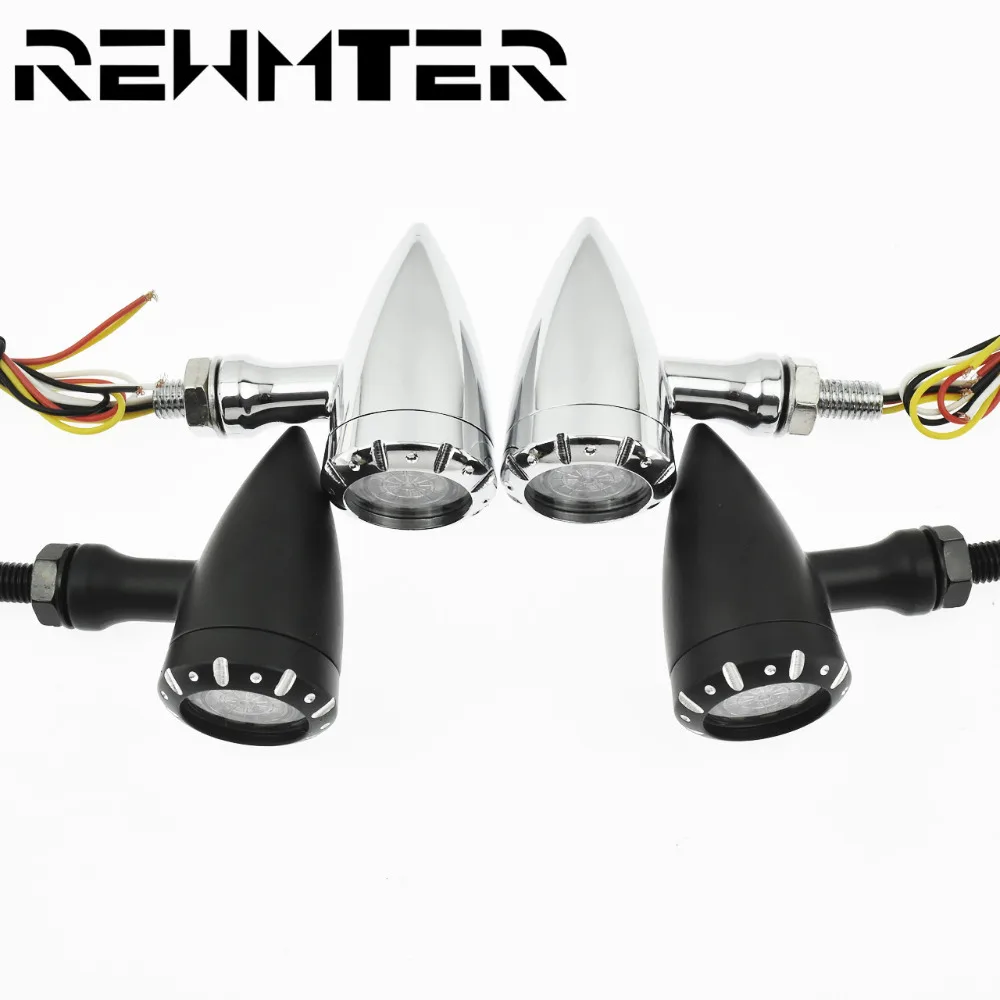 Motorcycle Black/Chrome LED Flashing Brake Light Turn Signal For Harley Motorcycles Chopper