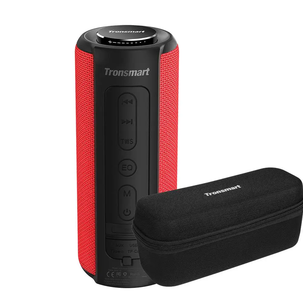 Tronsmart T6 Plus Bluetooth динамик глубокий бас 40 Вт TWS портативный динамик IPX6 Водонепроницаемый внешний аккумулятор функция SoundPulse Саундбар - Цвет: Red with Case