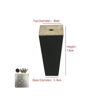 

6x13x3.8CM Furniture Leg Wooden Furniture Feet Cabinet Table Feet with Iron Pad Gasket Screws