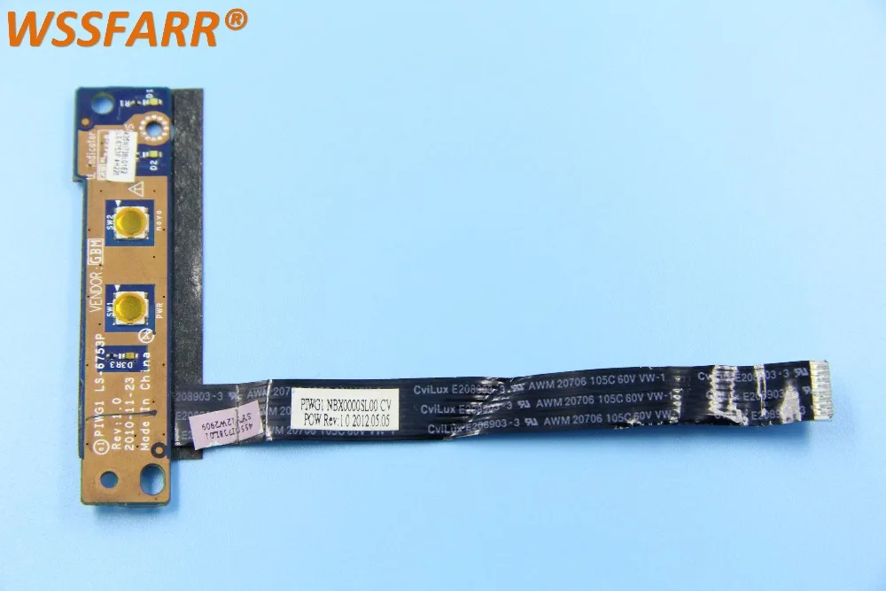 

Original FOR Lenovo G470 G475 G570 G575 Power Button On Off Switch Board PIWG1 NBX000SL00 LS-6753P 100% tested ok