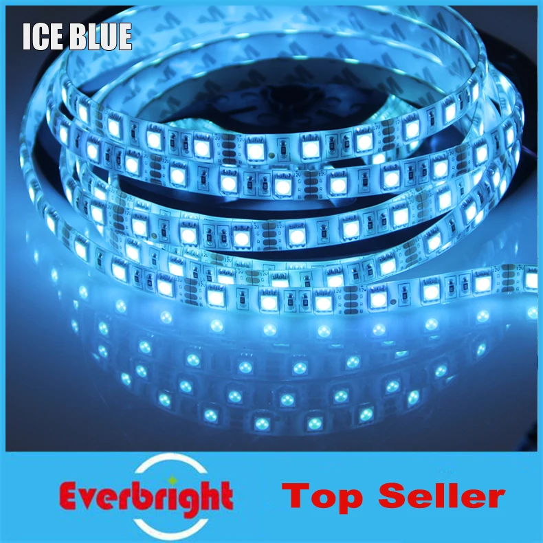 New Arrival 10 Rolls 50 Meter SMD 5050 Led Strip Flexible Light 60leds/m IP65 Waterproof DC12V Dream Color Ice Blue 5m/lot | Лампы и