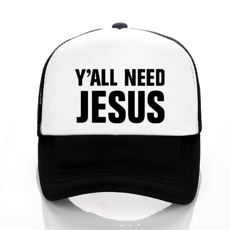 Y'all Need Jesus Письмо печати шляпа для мужчин и женщин лето Mesh Trucker бейсболка с возможностью регулировки размера шляпы gorra hombre - Цвет: Многоцветный