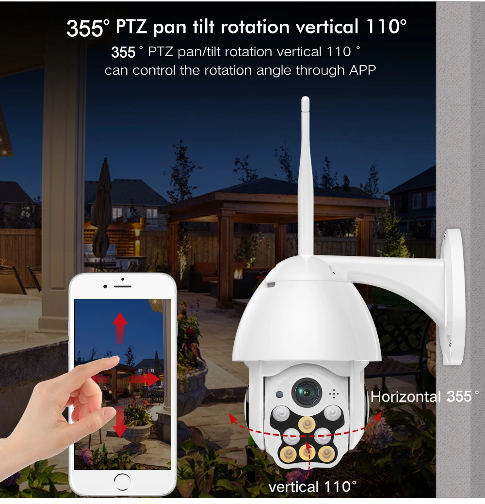 2.0MP 1080P Wifi IP камера наружная двухсторонняя аудио PTZ ночное видение IR 60 м Беспроводная купольная камера безопасности P2P