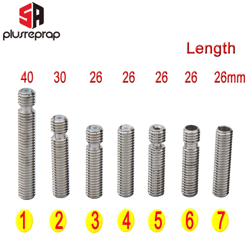 

3D Printer Parts For MK8 M6 1.75mm Filament Stainless Steel Throat PTFE Tube Nozzle Extruder 26mm 30mm 40mm Long