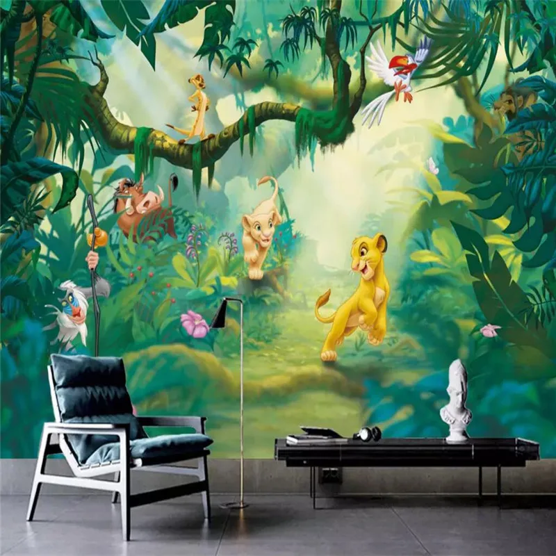 Custom Mural Wallpaper Nordic Abstract Cartoon Animal Wood Background Wall