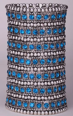 silver blue Многослойный эластичный браслет-манжет для женщин, Кристалл, Свадебные модные ювелирные изделия, золото, серебро, цвет,, Прямая поставка, B15, 7 ряд - Окраска металла: silver blue