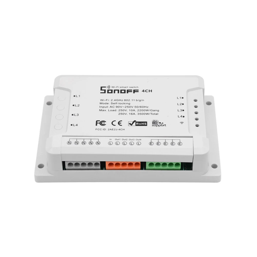 

Itead Sonoff 4CH Pro R2 433MHZ Mounting Wireless Control Sonof 4 Channels Gang RF Wireless Remote Wifi Smart Switch