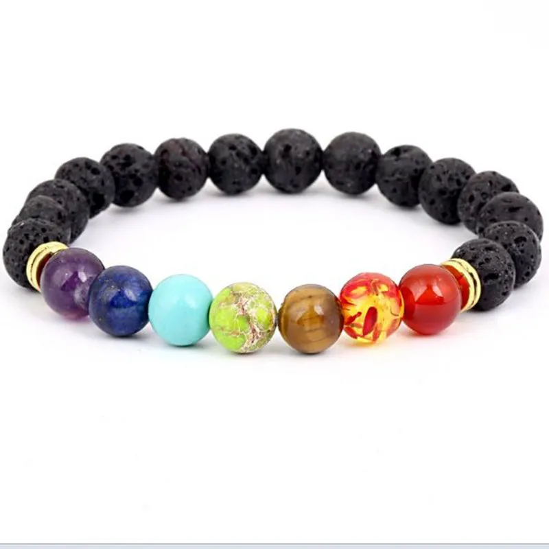 

2 pcs The lava rock energy yoga rock chain health accessory 20 cm 18 grams bead chain fashion design hand chain bracelet