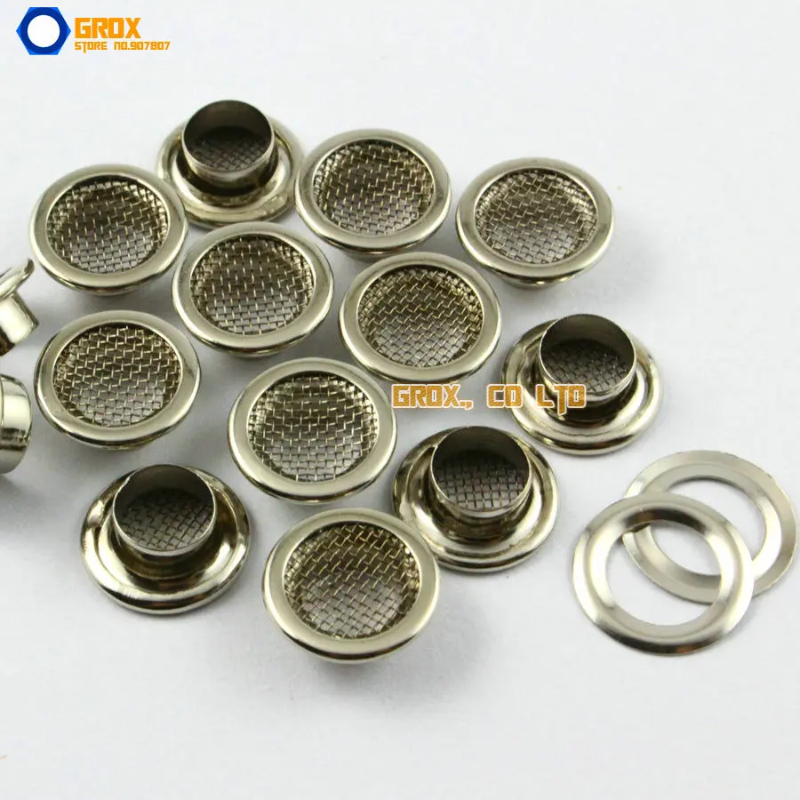 

100 Set 12*7*5mm (Outer diameter * Inner diameter * Height) Silver Round Eyelet Grommet with Steel Mesh Inside