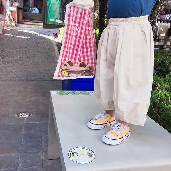 Новые детские модные Trousers1-6T брюки из чистого хлопка для маленьких девочек Однотонные шаровары свободные повседневные штаны для маленьких девочек
