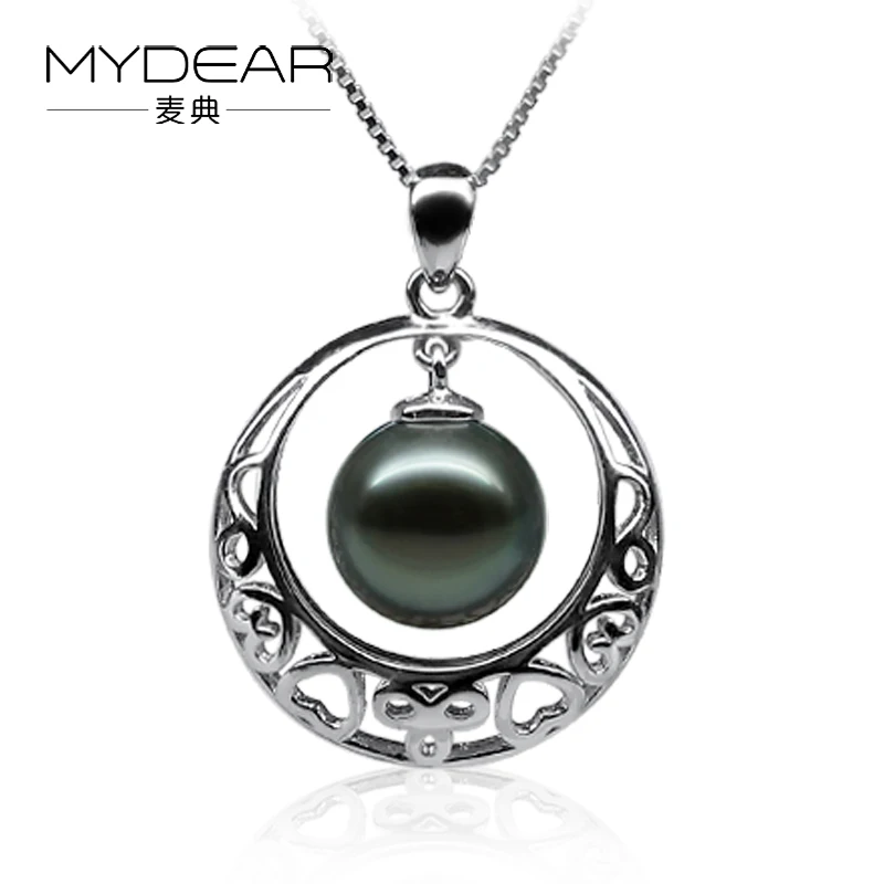 

MYDEAR Genuine Pearl Jewelry Popular Retro 9-10mm High Luster Tahitian Pearls Pendants Necklaces,2016 Trendy Slide Pendants