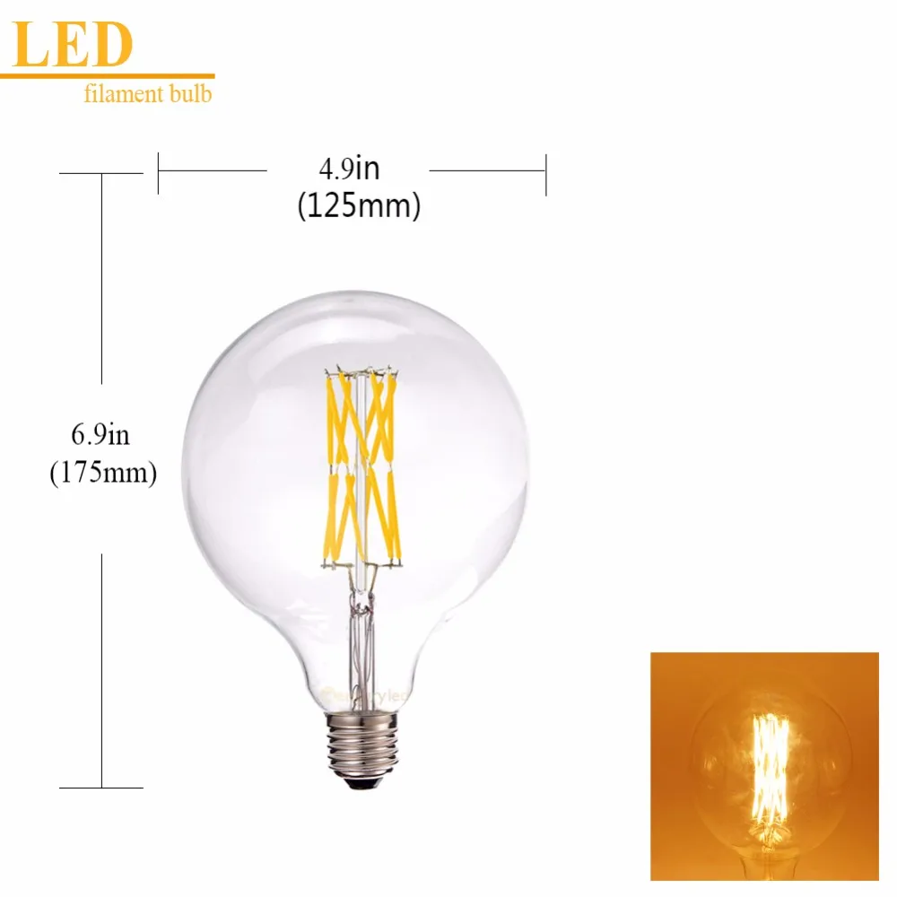 Grensk G125 16 Вт E27 светодиодный Винтаж лампа накаливания Эдисона ультра теплая 2200 K затемнения светодиодный светильник 110 V 220 V AC декоративное освещение E26 E27