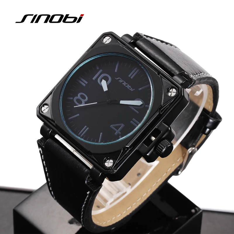 

SINOBI Wrist watch Men Watch Fashion Military Sports Watches Waterproof Leather Men's Watch Clock saat relogio masculino reloj