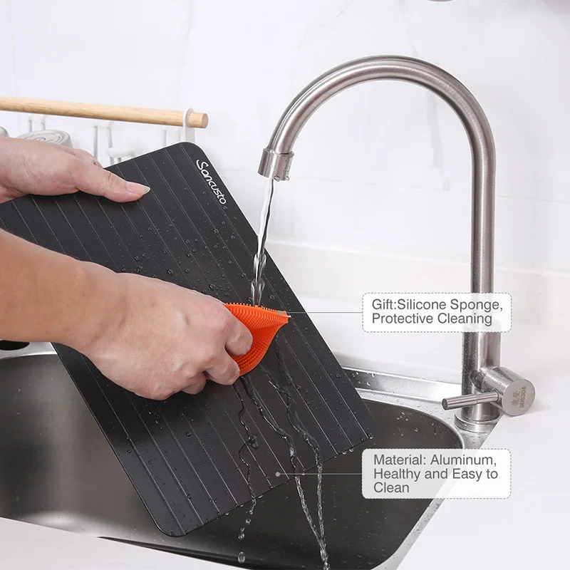 Fast Defrosting Tray with Cleaner Frozen Meat Defrost Food Thawing Plate Board Kitchen Tool WXV Sale