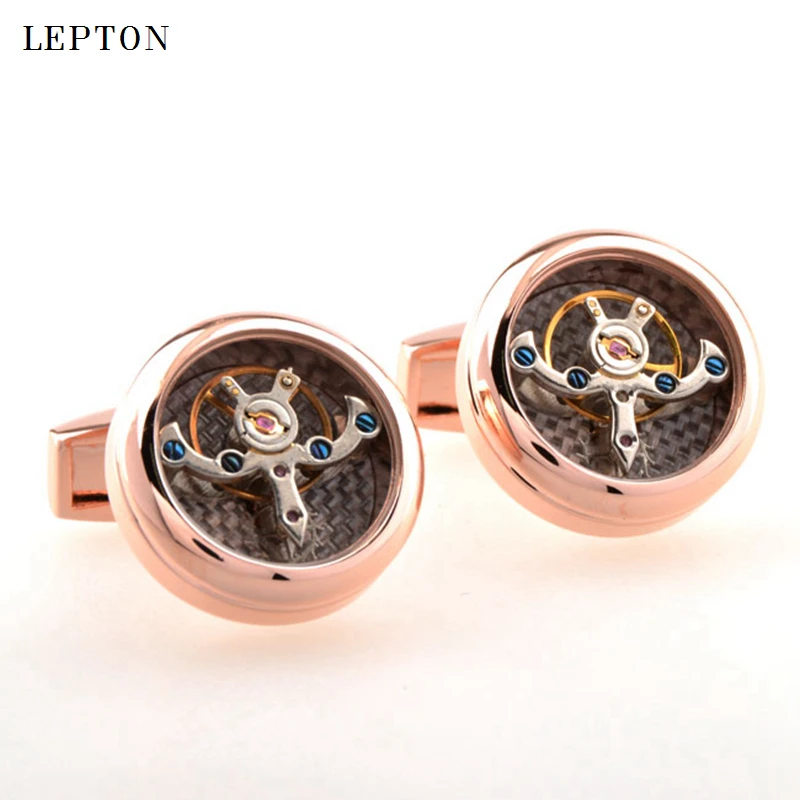 Горячая Распродажа, мужские механические часы с турбийоном Lepton, высокое качество, стимпанк, запонки, запонки, Relojes Gemelos
