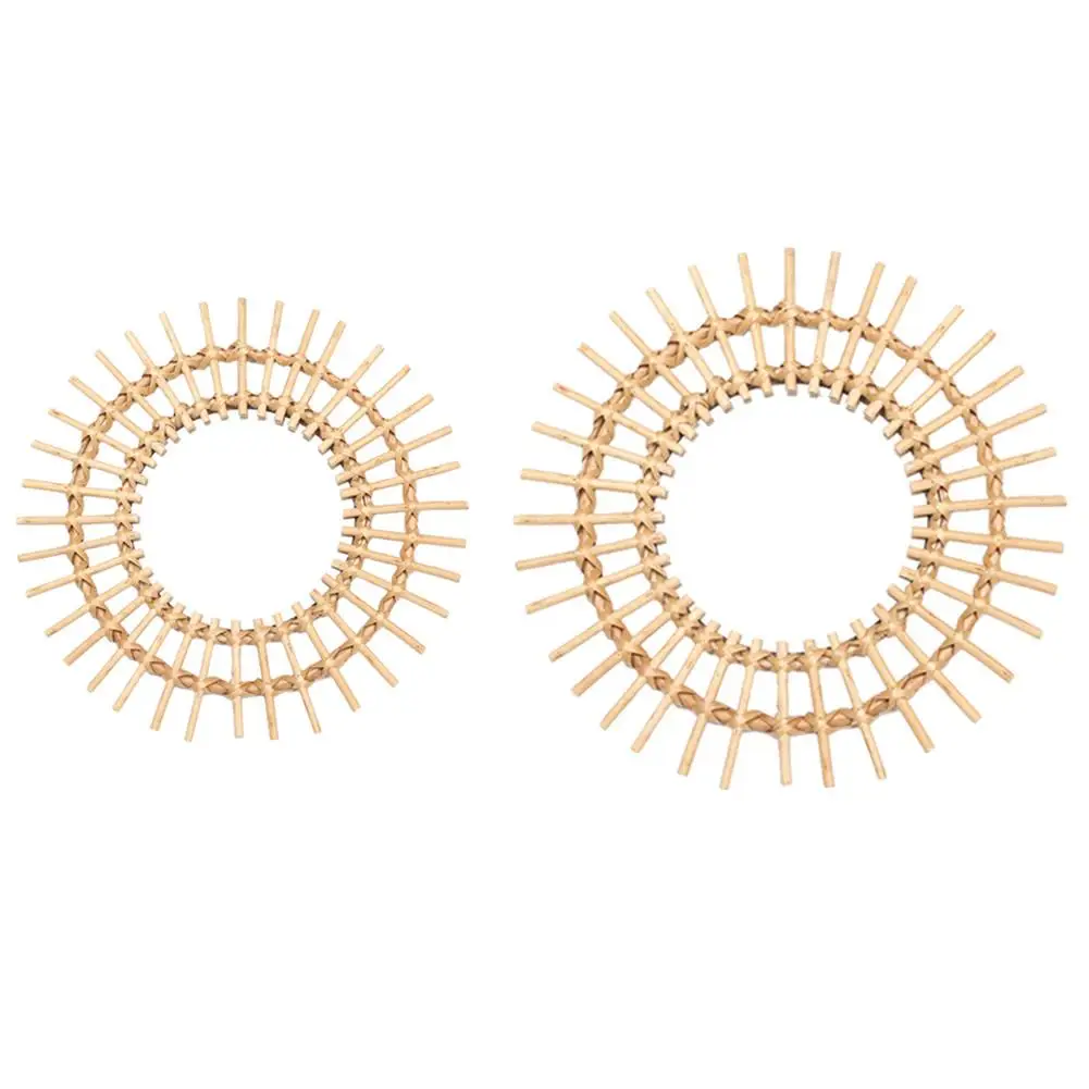 

Rattan Innovative Macrame Fringe Art Decoration Round Makeup Mirror Smooth Interior Dressing Bathroom Hanging Wall Mirror