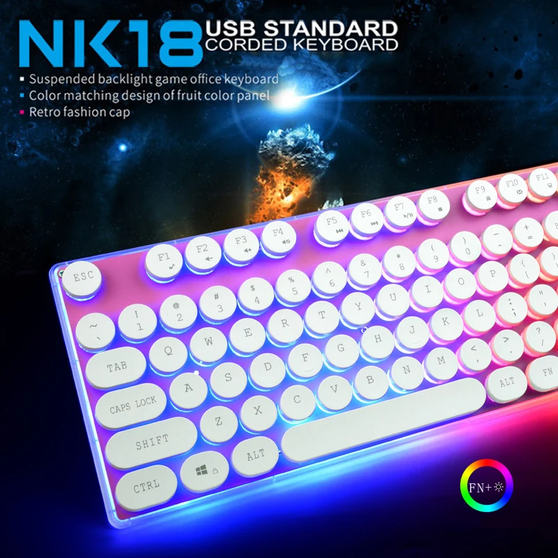 

Mechanical Keyboard Rainbow Backlit Gaming Keyboard Computer Electric Contest USB Game 104 Key Gamer Home Keyboard