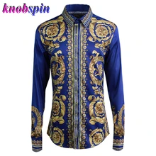 Брендовая мужская рубашка с принтом,, отложной воротник, длинный рукав, тонкие повседневные мужские рубашки, высокое качество, деловые мужские рубашки