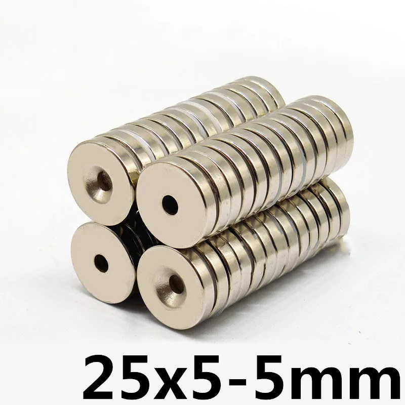 

2pcs Dia 25x5mm hole 5mm Ring Round Neodymium Magnets With Hole 5mm NEW 25*5MM Rare Earth N35