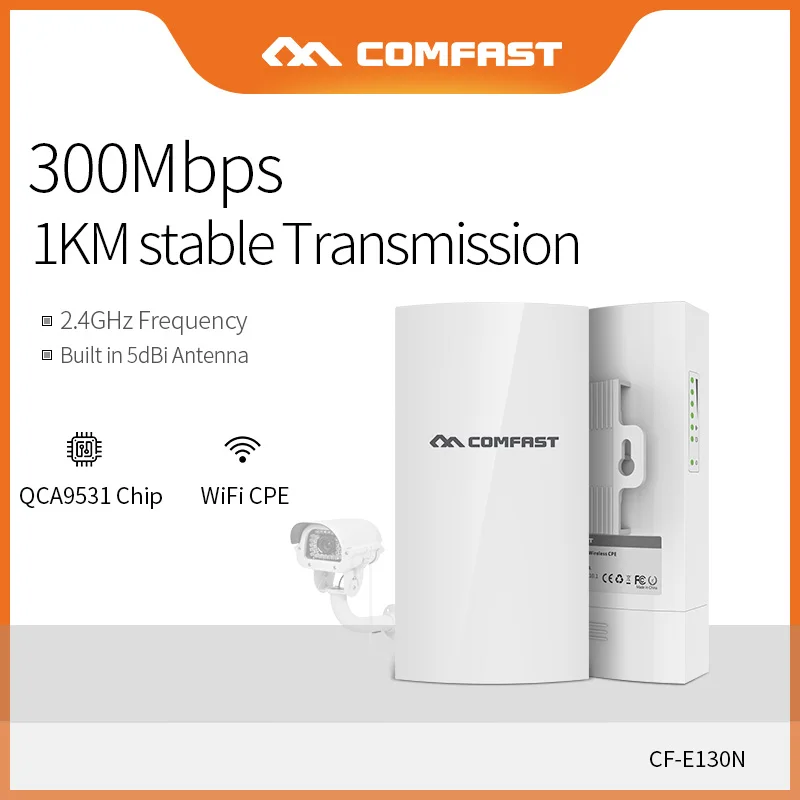 Comfast 2,4 ГГц беспроводной внешний CPE AP 1 км Long Range 300Mbs Wi-Fi антенна высокой мощности беспроводной мост точка доступа CF-E130N