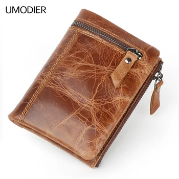 

UMODIER Slim Genuine Leather Mens Wallet Man Crazy Horse Cowhide Credit&id Multifunctional Walets Male Credit&id Purse Carteira