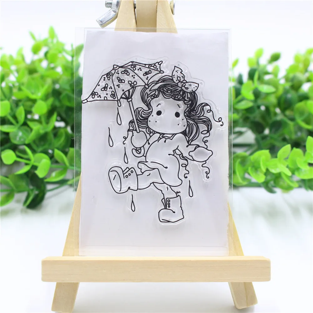 

Umbrella Girls Transparent Stamps + Metal Cutting Dies Stencils Scrapbooking Embossing for DIY Crafts Decorative Photo Album