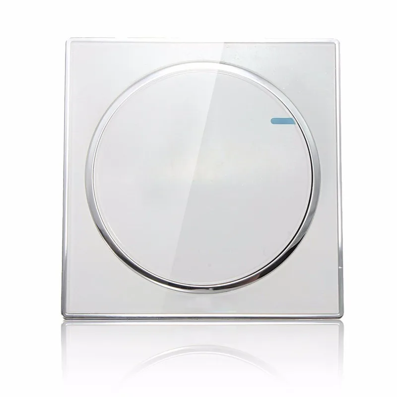 

White Gold Light Switch 1 Gang 1 Way Acrylic Panel Home Button LED Wall Light Lamp Switch Panel Control 250V 10A for home